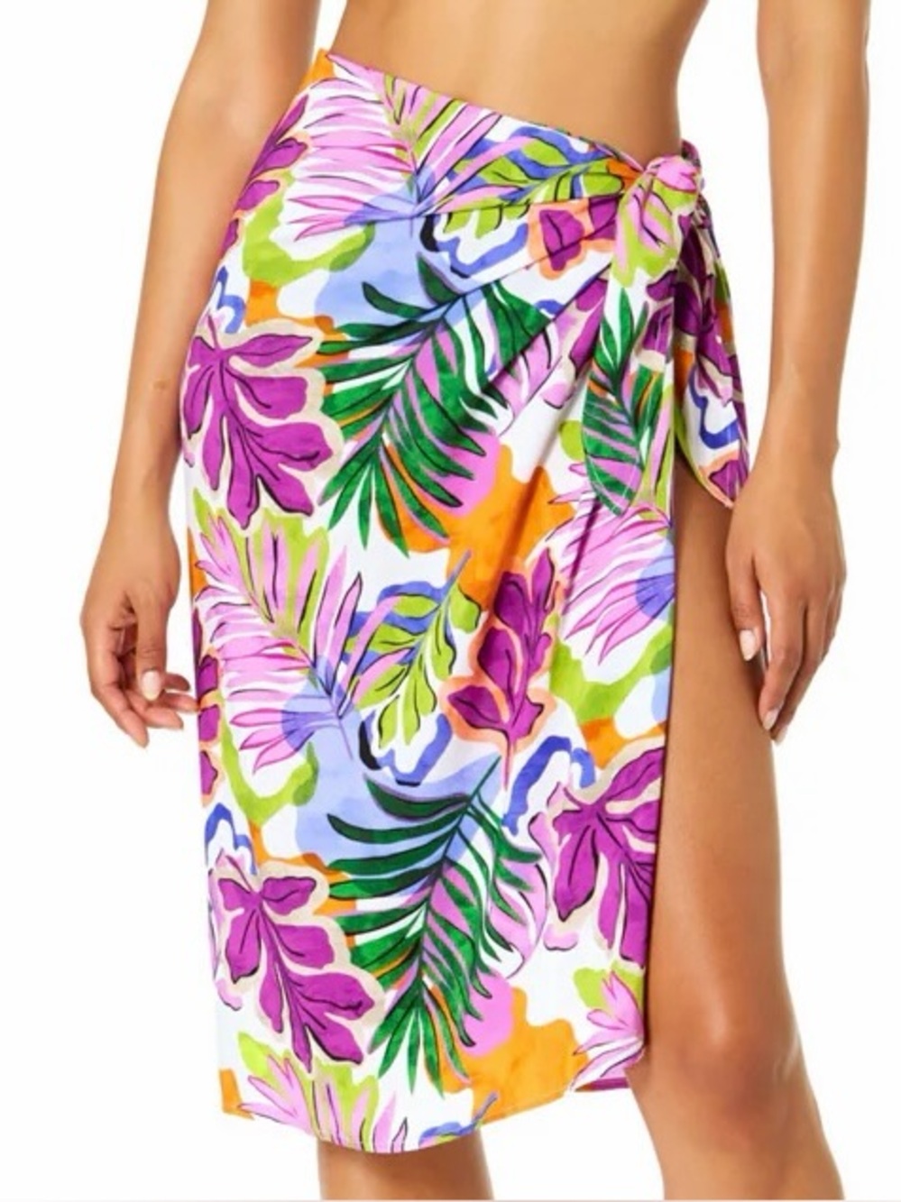 Anne Cole Mod Tropical Tie Front Pareo Cover Up: Size L/XL (10-16)